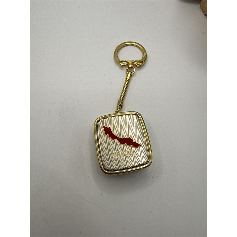 Vintage Sankyo Music Box Key Chain Fob Ring Gold Tone Curacao Works